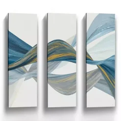 Kirklands Home Changing Currents Canvas Art Prints, Set of 3 Blue Hot