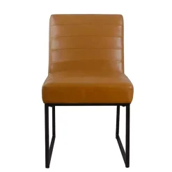 Kirklands Home Channeled Carmel Leather Dining Chair Brown New