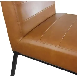 Kirklands Home Channeled Carmel Leather Dining Chair Brown New
