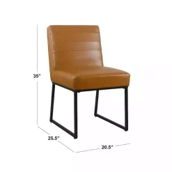 Kirklands Home Channeled Carmel Leather Dining Chair Brown New