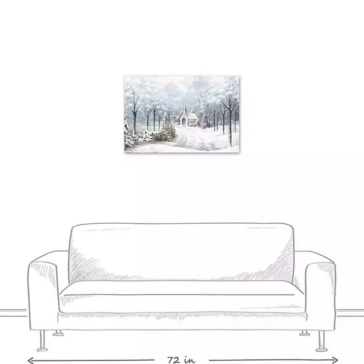 Christmas Art & Wall Decor>Kirklands Home Chapel in a Winter Forest Canvas Art Print White