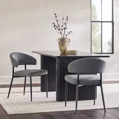 Kirklands Home Charcoal and Black Curved Dining Chairs, Set of 2 Gray Best
