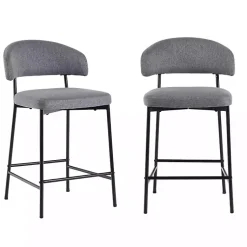 Kirklands Home Charcoal and Black Curved Counter Stools, Set of 2 Gray Online