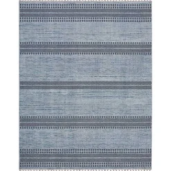 Kirklands Home Charcoal and Blue Stripes Fringe Area Rug, 7x10 Sale