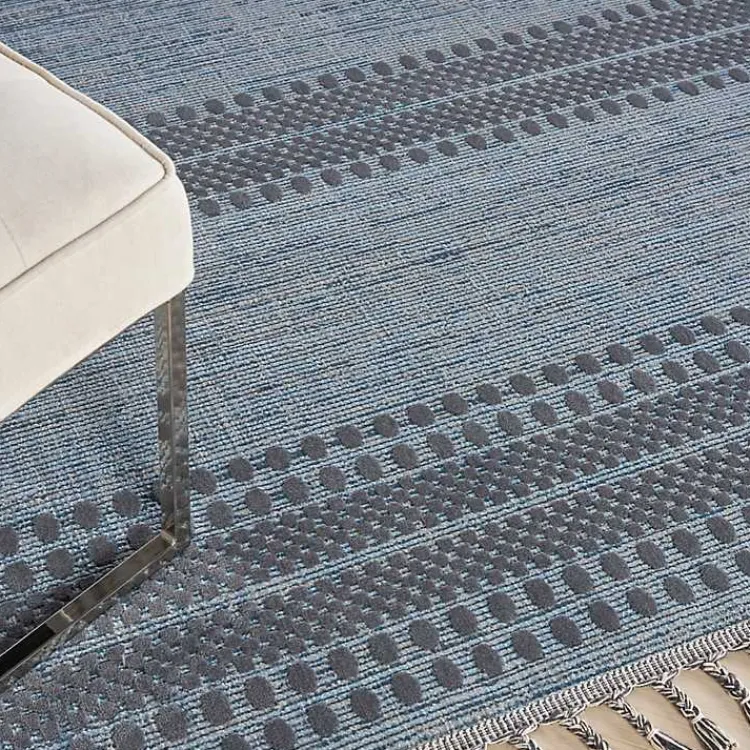 Kirklands Home Charcoal and Blue Stripes Fringe Area Rug, 7x10 Sale