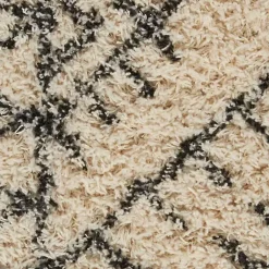 Kirklands Home Charcoal and Ivory Linear Fringe Runner, 2x6