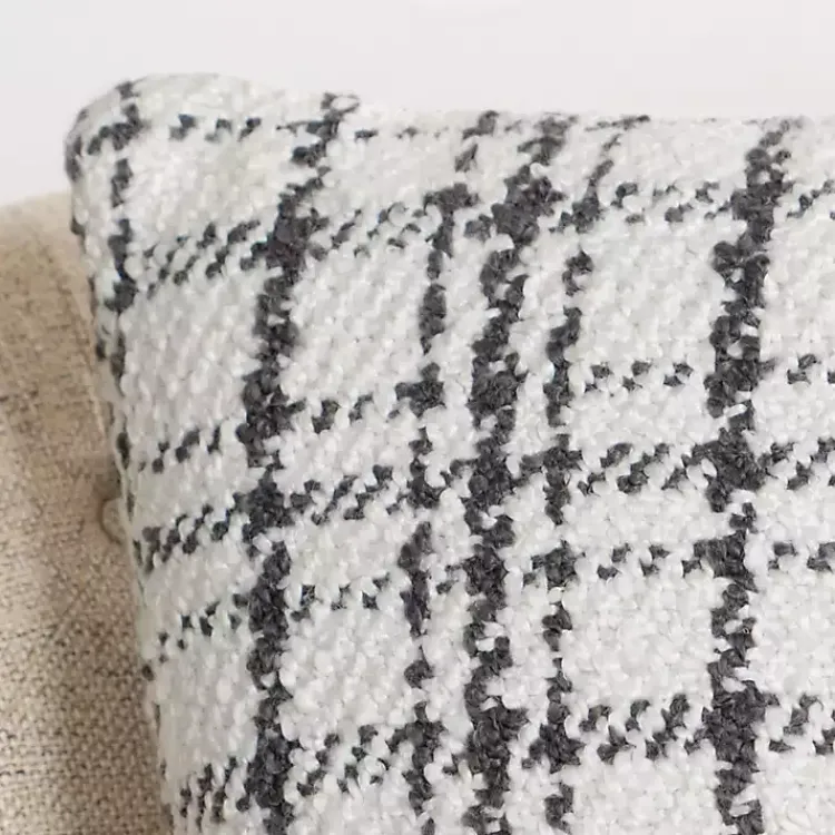 Pillows>Kirklands Home Charcoal and White Boucle Plaid Pillow