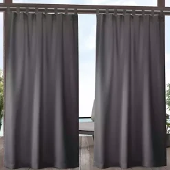 Kirklands Home Charcoal Cabana Outdoor Curtain Panel Set, 108 in.