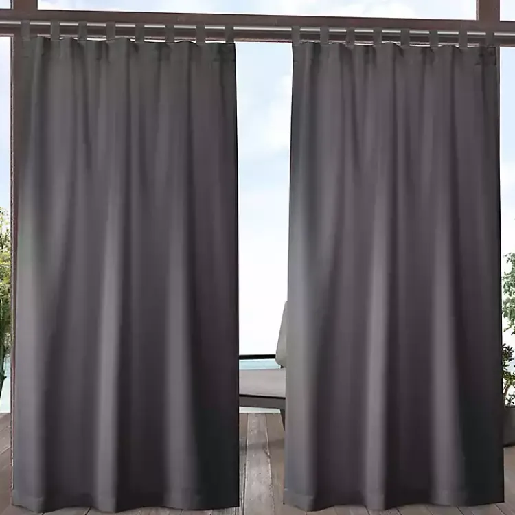 Kirklands Home Charcoal Cabana Outdoor Curtain Panel Set, 108 in.