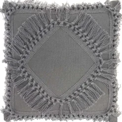 Pillows>Kirklands Home Charcoal Diamond Fringe Throw Pillow Gray