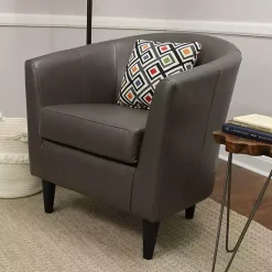 Kirklands Home Charcoal Faux Leather Winslow Accent Chair Gray Clearance