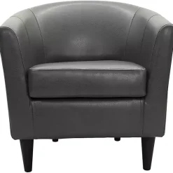 Kirklands Home Charcoal Faux Leather Winslow Accent Chair Gray Clearance