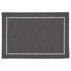 Kirklands Home Charcoal Laser-Cut Hemstitch Placemats, Set of 4 Gray Clearance