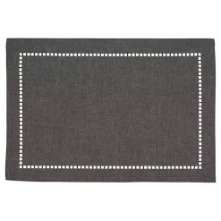 Kirklands Home Charcoal Laser-Cut Hemstitch Placemats, Set of 4 Gray Clearance