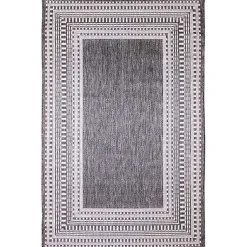 Kirklands Home Charcoal Linear Macy Indoor/Outdoor Area Rug, 4x7 Black