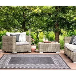 Kirklands Home Charcoal Linear Macy Indoor/Outdoor Area Rug, 4x7 Black