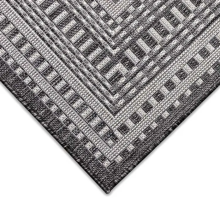 Kirklands Home Charcoal Linear Macy Indoor/Outdoor Area Rug, 4x7 Black