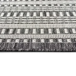 Kirklands Home Charcoal Linear Macy Indoor/Outdoor Area Rug, 4x7 Black