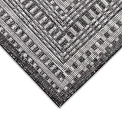 Kirklands Home Charcoal Linear Macy Indoor/Outdoor Area Rug, 6x9 Black Outlet