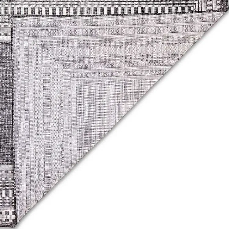 Kirklands Home Charcoal Linear Macy Indoor/Outdoor Area Rug, 6x9 Black Outlet