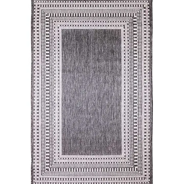 Kirklands Home Charcoal Linear Macy Indoor/Outdoor Area Rug, 7x9 Black Best