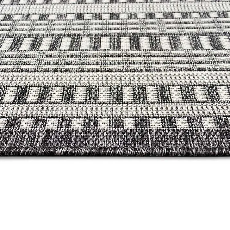 Kirklands Home Charcoal Linear Macy Indoor/Outdoor Area Rug, 7x9 Black Best