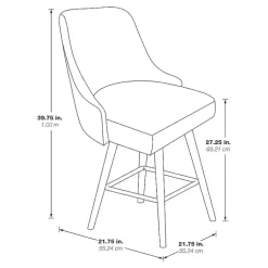 Kirklands Home Charcoal Mid-Century Modern Swivel Counter Stool Gray