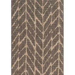 Kirklands Home Charcoal Mocha Chevron Outdoor Area Rug, 7x10 Clearance