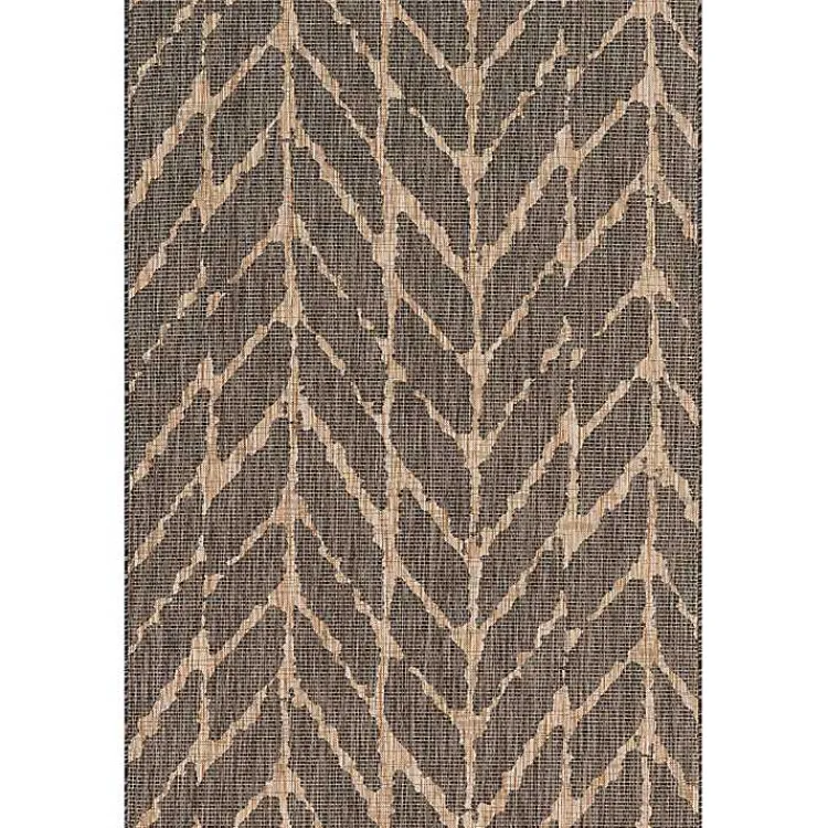 Kirklands Home Charcoal Mocha Chevron Outdoor Area Rug, 7x10 Clearance
