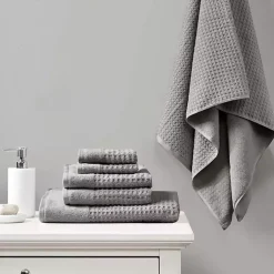 Kirklands Home Charcoal 6-pc. Waffle Cotton Bath Towel Set Gray Online
