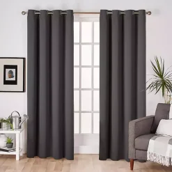 Kirklands Home Charcoal Sateen Curtain Panel Set, 96 in. Gray New
