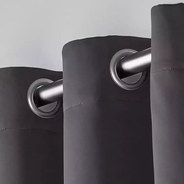 Kirklands Home Charcoal Sateen Curtain Panel Set, 96 in. Gray New