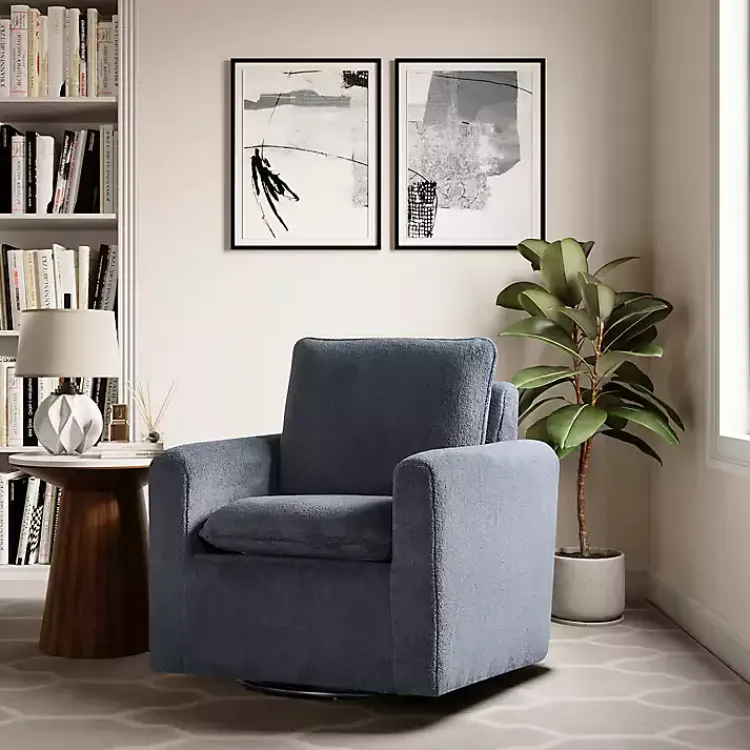 Kirklands Home Charcoal Sherpa Peri Swivel Armchair Gray Online