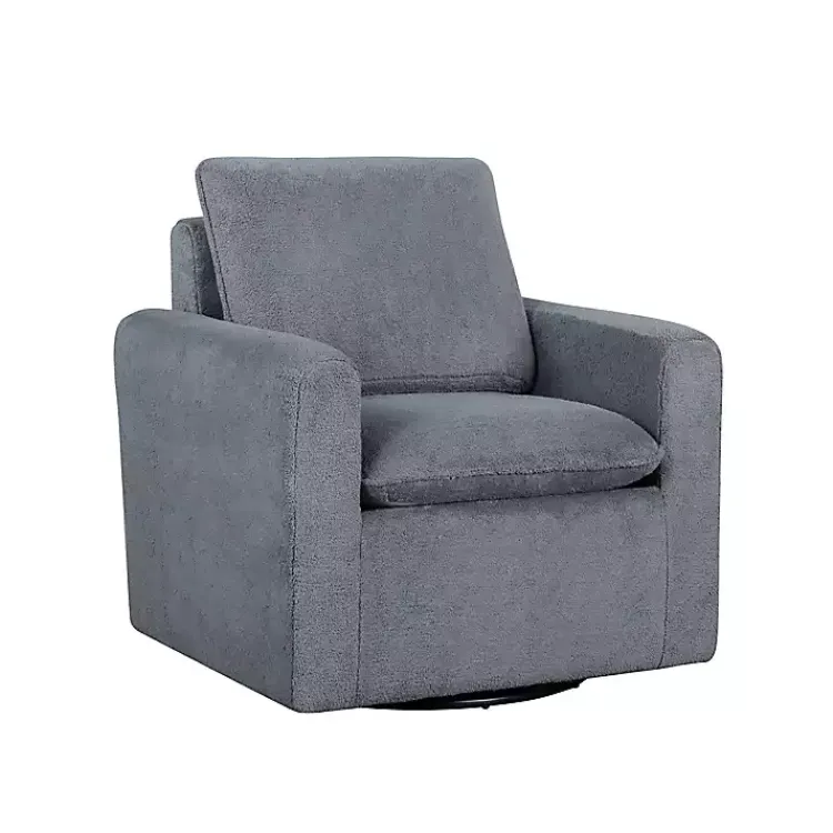Kirklands Home Charcoal Sherpa Peri Swivel Armchair Gray Online
