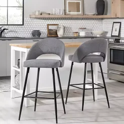 Kirklands Home Charcoal Upholstered Charli Bar Stools, Set of 2 Gray Clearance