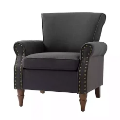 Kirklands Home Charcoal Upholstered Henry Armchair Gray Clearance