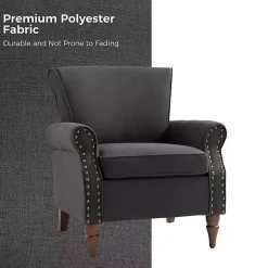 Kirklands Home Charcoal Upholstered Henry Armchair Gray Clearance