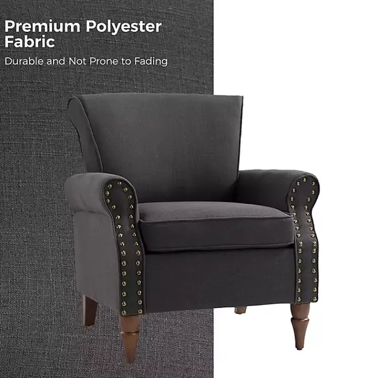 Kirklands Home Charcoal Upholstered Henry Armchair Gray Clearance