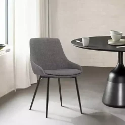 Kirklands Home Charcoal Upholstered Mia Dining Chair Gray Discount
