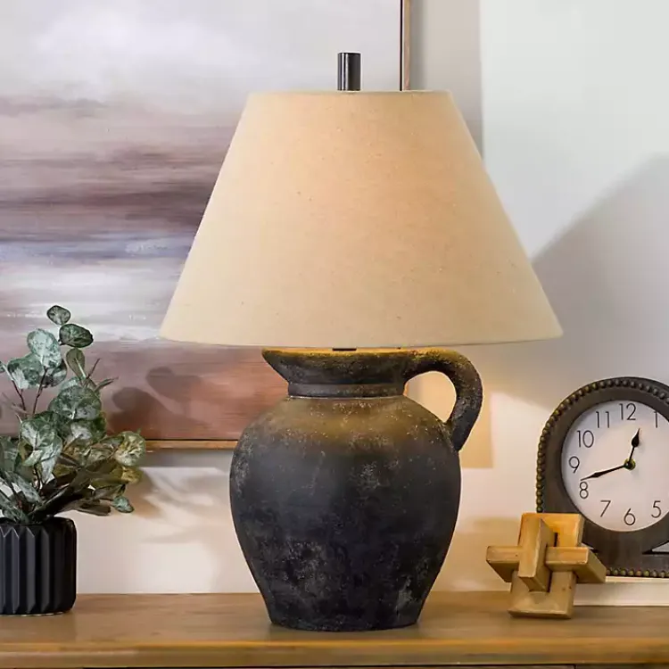 Kirklands Home Charcoal Vase Table Lamp Tan Clearance