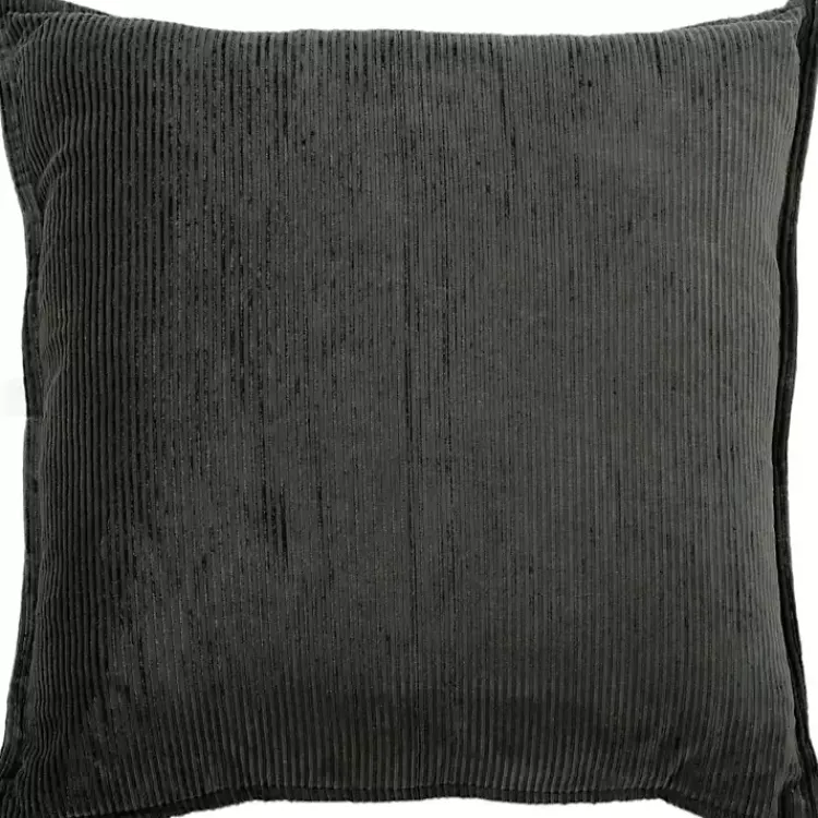 Pillows>Kirklands Home Charcoal Velvet Corduroy Flange Throw Pillow Gray