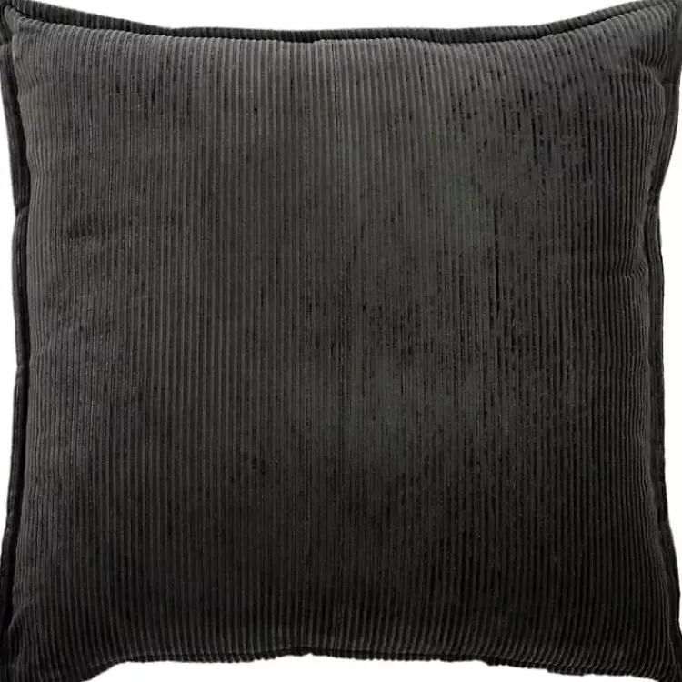 Pillows>Kirklands Home Charcoal Velvet Corduroy Flange Throw Pillow Gray