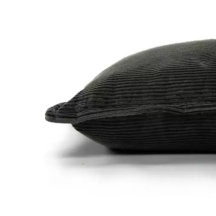 Pillows>Kirklands Home Charcoal Velvet Corduroy Flange Throw Pillow Gray