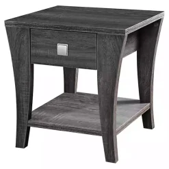 Kirklands Home Charcoal Wood Single Drawer Side Table Gray New