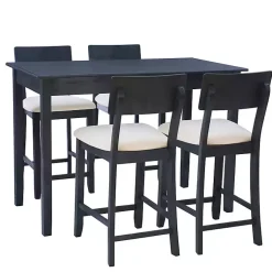 Kirklands Home Charcoal Wood Upholstered 5-pc. Dining Set Gray Discount
