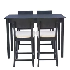Kirklands Home Charcoal Wood Upholstered 5-pc. Dining Set Gray Discount