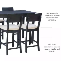 Kirklands Home Charcoal Wood Upholstered 5-pc. Dining Set Gray Discount