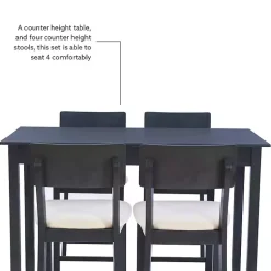 Kirklands Home Charcoal Wood Upholstered 5-pc. Dining Set Gray Discount