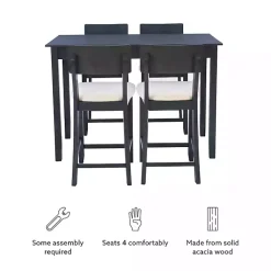 Kirklands Home Charcoal Wood Upholstered 5-pc. Dining Set Gray Discount