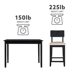 Kirklands Home Charcoal Wood Upholstered 5-pc. Dining Set Gray Discount